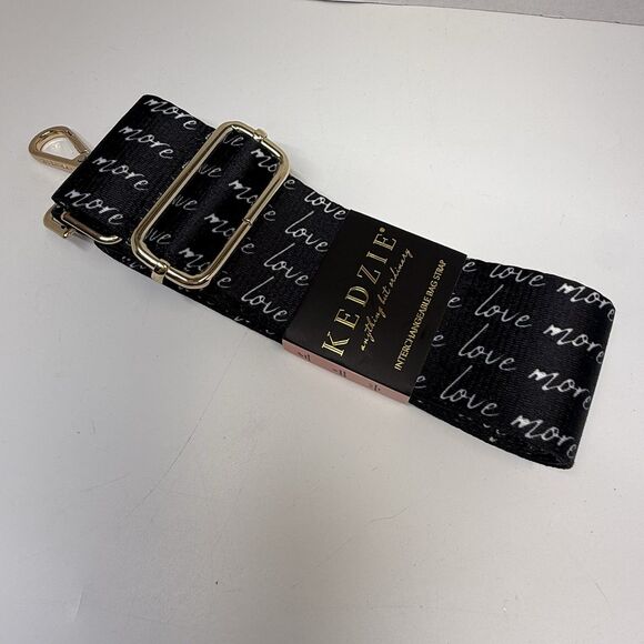 KEDZIE Black White Lettering “Love More” Interchangeable Bag Strap New - Picture 1 of 7